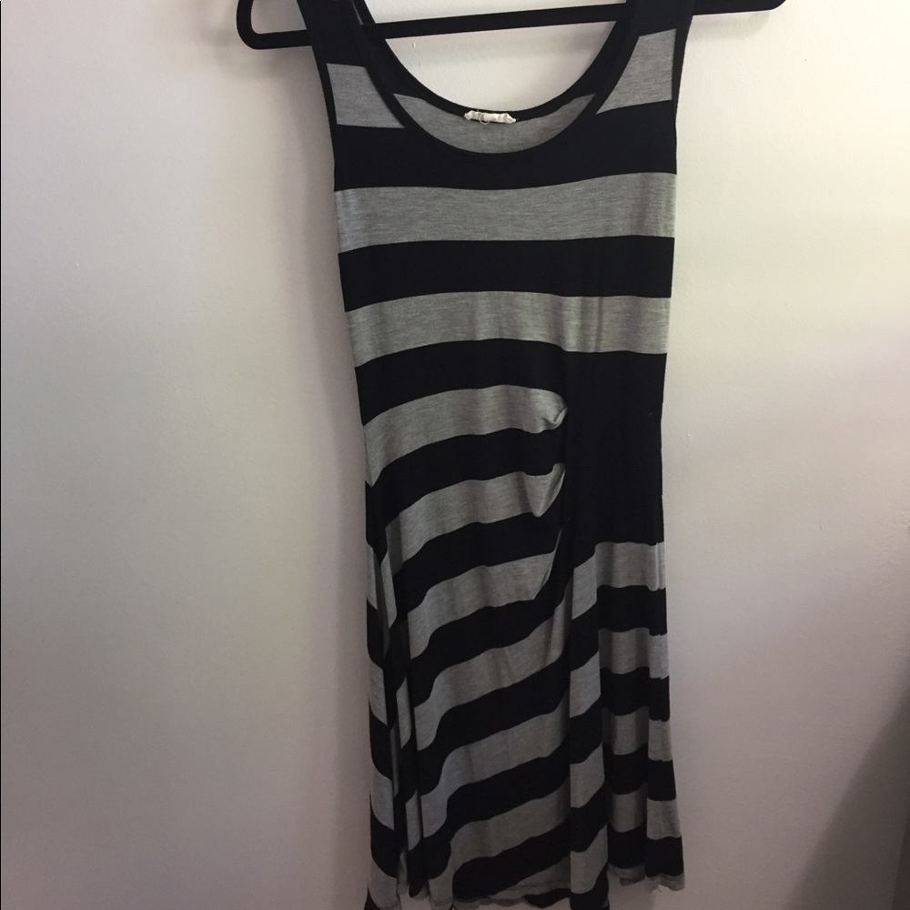 Mystree Striped Tank Dress | Black & Gray | S